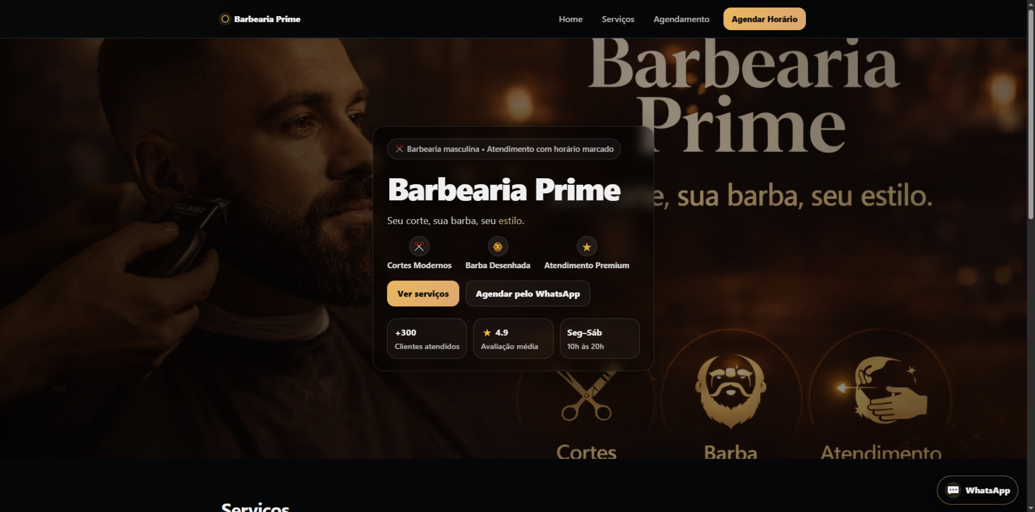 Site demonstrativo Barbearia Prime