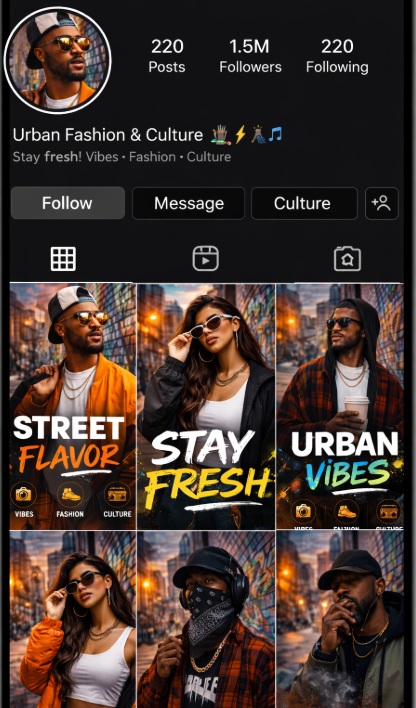 Conteúdo demonstrativo para Instagram Urban Style